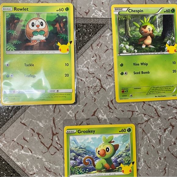 Pokémon McDonald’s 25th Anniversary  - 3 card lot Rowlet, Chespin, Grookey 6/25 - Picture 5 of 6